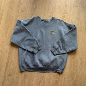 Lee vintage blue and white striped crewneck with school bus